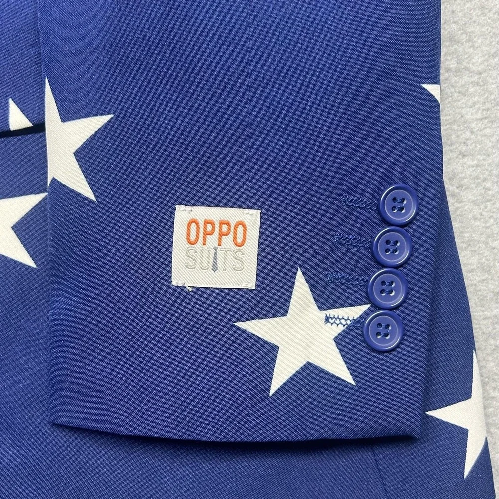 Opposuits American Flag Blue Star Print Blazer Suit Jacket EU50/UK40/US40
